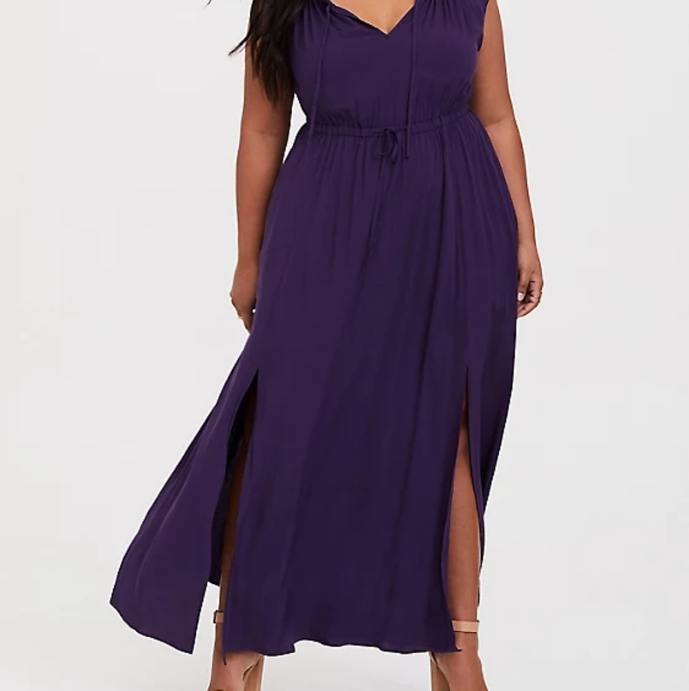 Torrid Purple Challis Slit Maxi Dress Size 2
